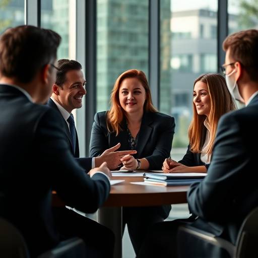 Fotografia de um grupo de pessoas em uma reunião corporativa